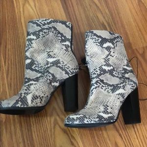 Snakeskin booties